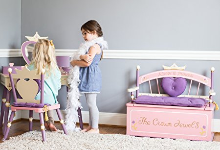Princess Toy Box Bench for Dress Up Clothes