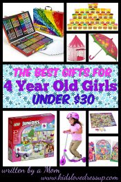 What are the best gifts for 4 year old girls? Here are some fantastic gift ideas under $30 - as selected by a mom of a beautiful 4 year old girl. www.kidslovedressup.com