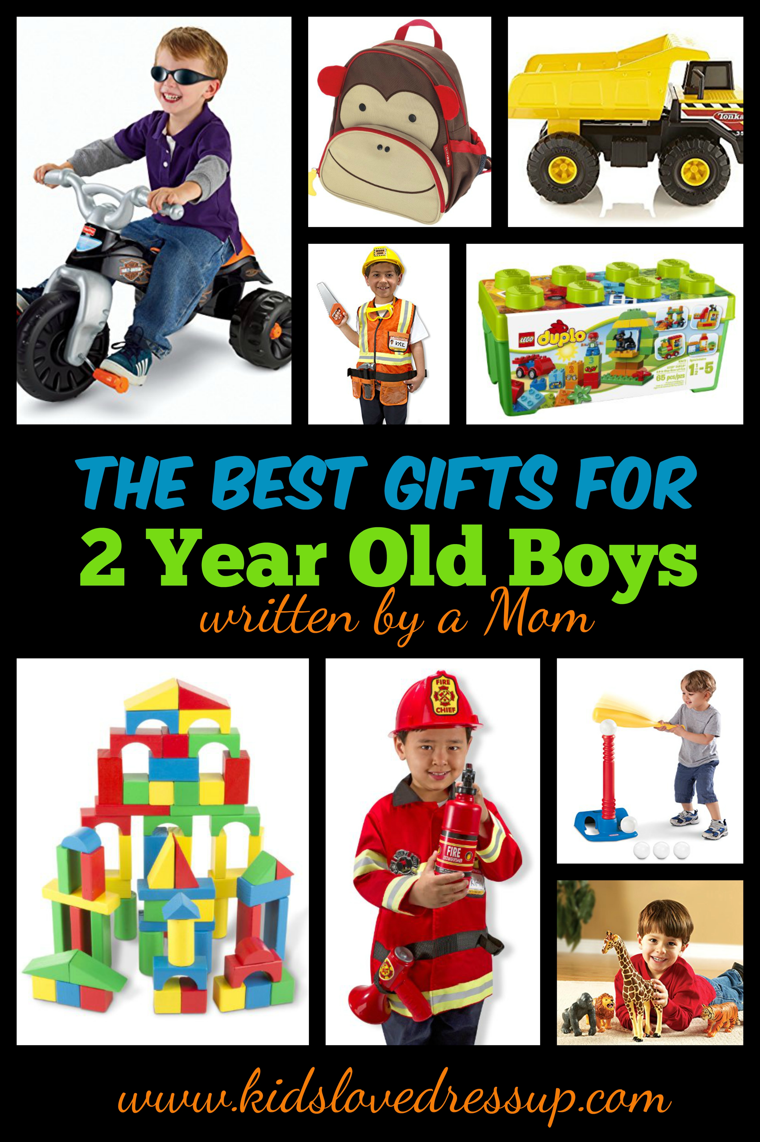 What are the best gifts for 2 year old boys? Check out these 10 awesome ideas, all under $30, as selected by a mom of a busy 2 year old boy! www.kidslovedressup.com