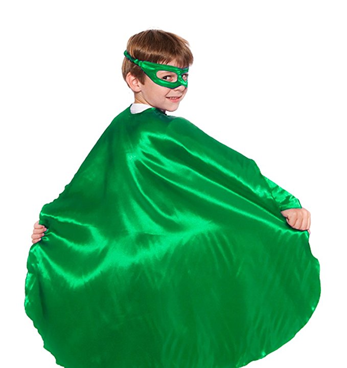 Green Superhero Cape - perfect for use in a St. Patrick's Day Kids Costume... why not? It's the right green!